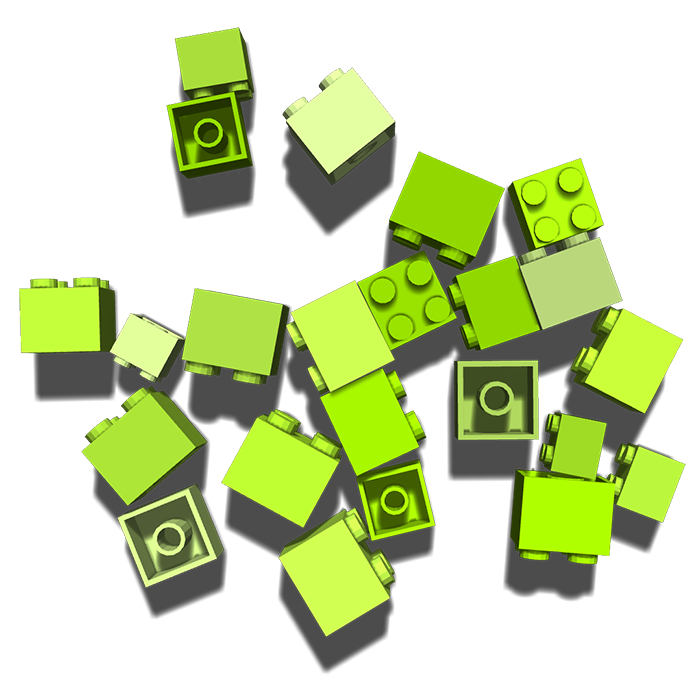 A pile of green toy blocks
